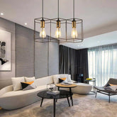 Three-Light Hexagonal Shade Black Industrial Pendant Light - Clowas